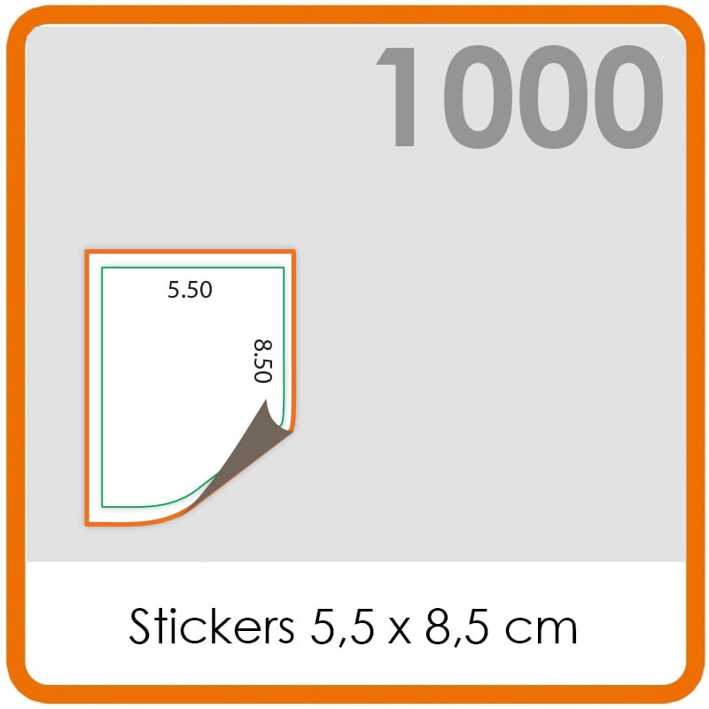 Stickers op rol - Stickers 5,5 x 8,5 cm - 1000 stuks.