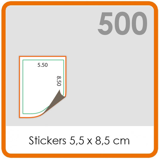 Stickers on a roll - Stickers 5.5 x 8.5 cm - 500 pieces.