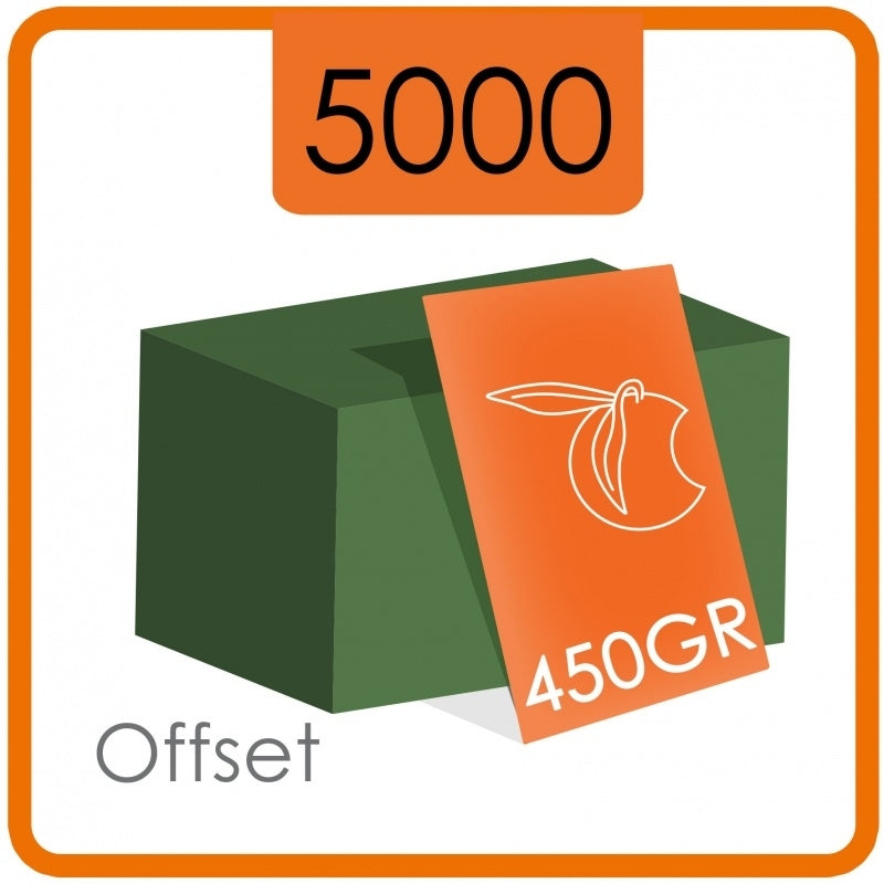 5000 Visitekaartjes - 450 g/m² - dubbelzijdig full colour met dispersielak