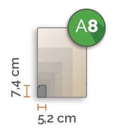 A8 Vinylstickers min. 16 stuks (5,2 cm x 7,4 cm)