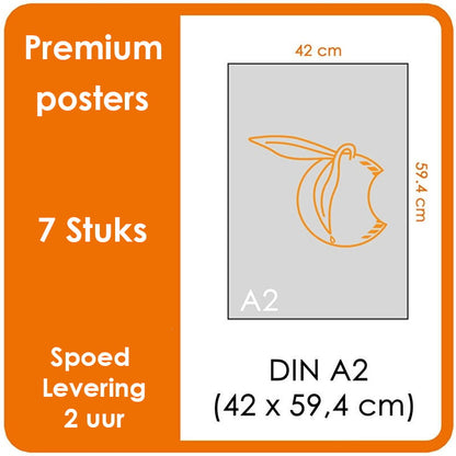 A2 Posters - Premium posters. Print Format: 420mm x 594mm. Posterpapier: fotopapier mat 200 g/m² [7 stuks]