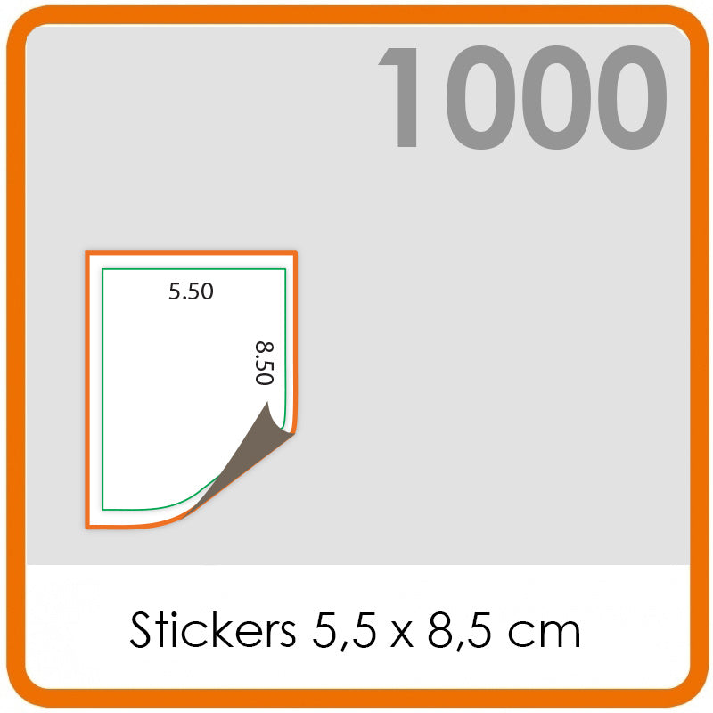 Stickers op rol - Stickers 5,5 x 8,5 cm - 1000 stuks.