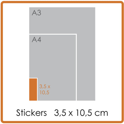 Koude- en hittebestendige stickers, 3,5 x 10,5 cm, full colour, enkelzijdig bedrukt