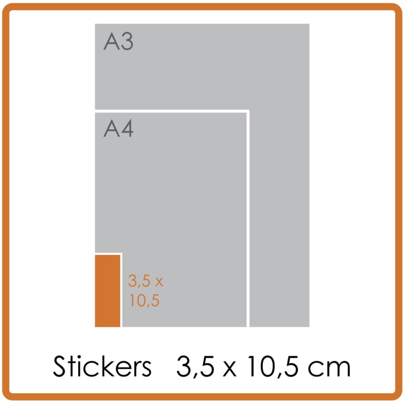 Koude- en hittebestendige stickers, 3,5 x 10,5 cm, full colour, enkelzijdig bedrukt