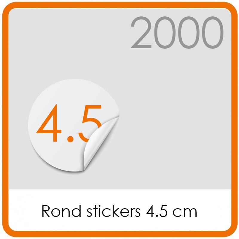 Stickers op rol - ronde stickers 4,5 cm - 2000 stuks.