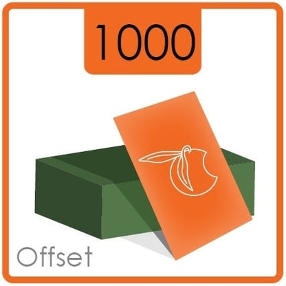 Klassieke visitekaartjes - formaat 8,5 x 5,5 cm - dubbelzijdig 4/4 kleur - materiaal 350 g/m² druk mat - 1.000 stuks.
