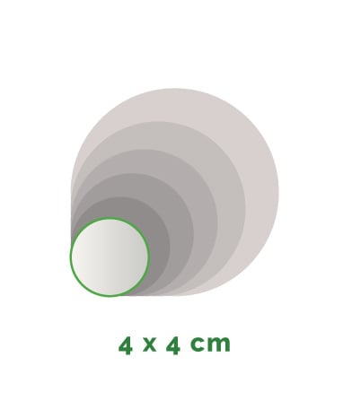 Stickers voor buiten - rond diameter 4 cm - 4/0 gekleurd min. 40 stuks Levertijd: 1 werkdag.