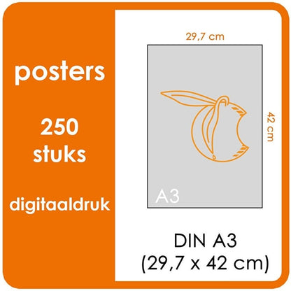 A3 Posters - price for 250 pieces. Print Size: 420mm x 297mm. Paper: DCP White 160 gsm (Price Per pack. Print in Full colour)