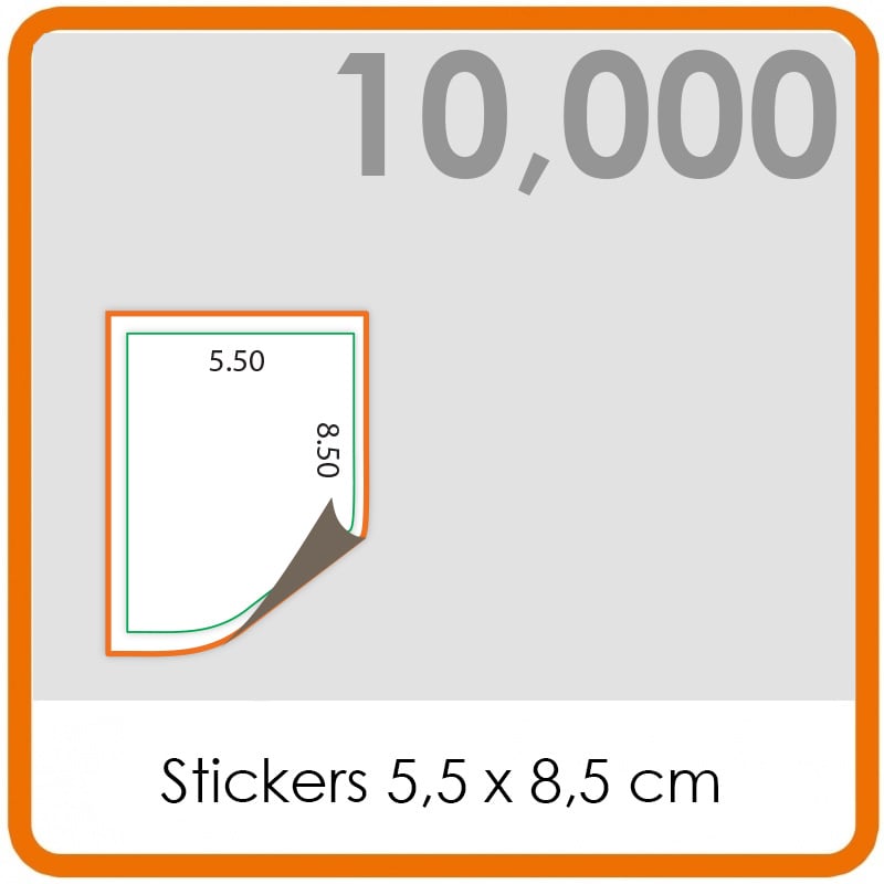 Stickers op rol - Stickers 5,5 x 8,5 cm - 10.000 stuks.