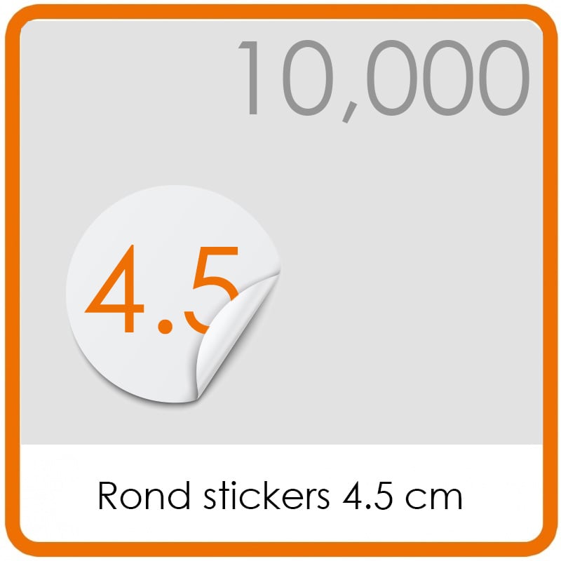 Stickers op rol - ronde Stickers 4,5 cm - 10.000 stuks.