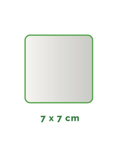 Vierkante stickers vinyl 7x7cm min. 15 stuks