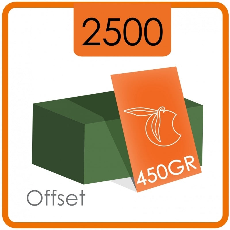 2500 Visitekaartjes - 450 grams - enkelzijdig full colour met dispersielak