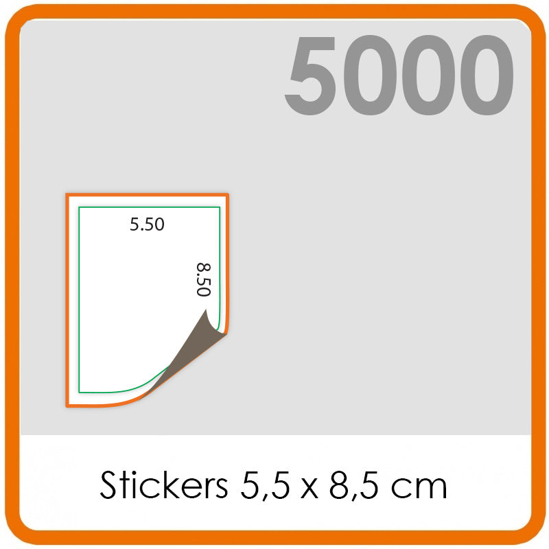 Stickers op rol - Stickers 5,5 x 8,5 cm - 5000 stuks.