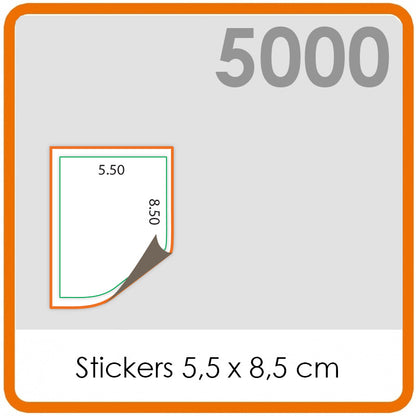 Stickers op rol - Stickers 5,5 x 8,5 cm - 5000 stuks.