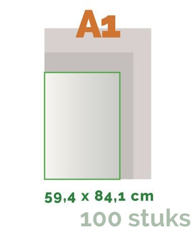 A1 Posters (Groot formaat) - 59,4 x 84 cm - 4/0 enkelzijdig full colour - 170 g/m² houtvrij mc (maco) mat PEFC - Standaard levering 3-5 werkdagen 100 stuks