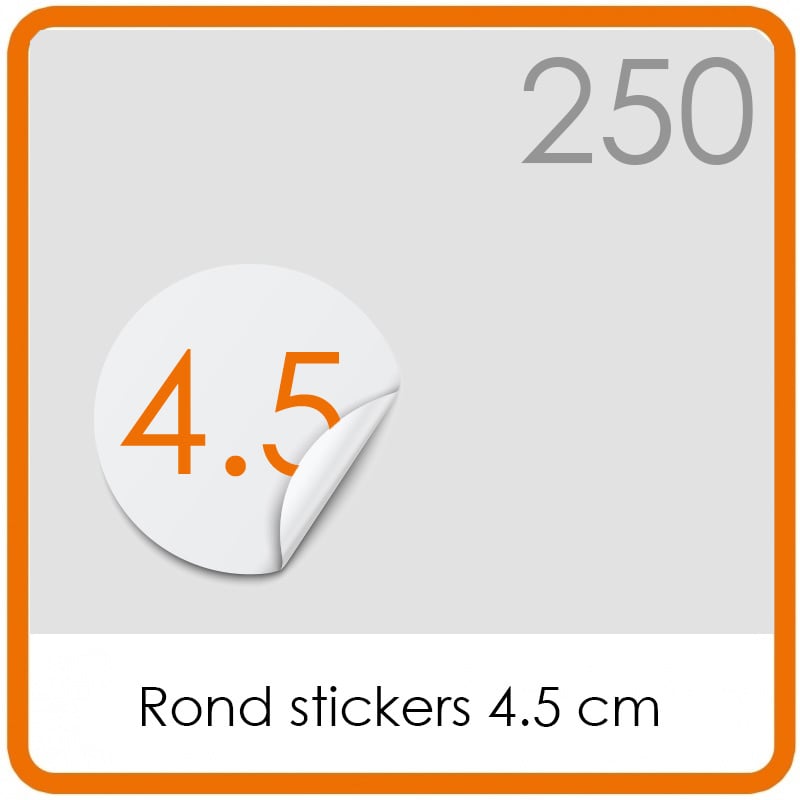 Stickers op rol - ronde stickers 4,5 cm - 250 stuks.