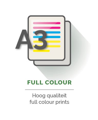Afdrukken in full colour A3 prijs voor 250-500 stuks.