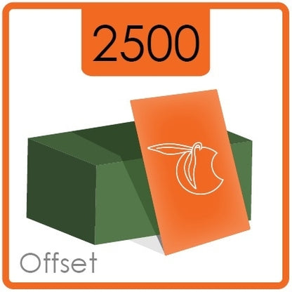 Klassieke visitekaartjes - formaat 8,5 x 5,5 cm - dubbelzijdig 4/4 kleur - Materiaal 350 g/m² druk mat - 2500 stuks