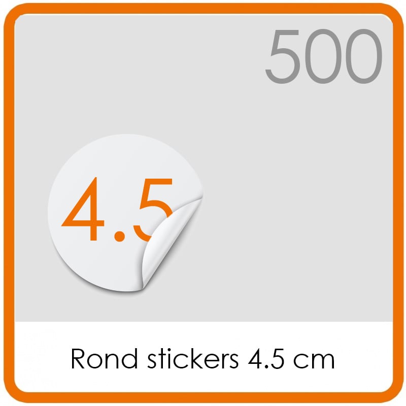 Stickers op rol - ronde stickers 4,5 cm - 500 stuks.