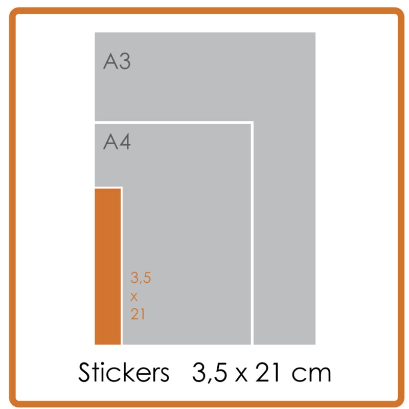 Koude- en hittebestendige stickers, 3,5 x 21 cm, full colour, enkelzijdig bedrukt