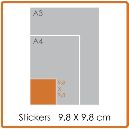 Koude- en hittebestendige stickers, vierkant (9,8 x 9,8 cm), full colour, enkelzijdig bedrukt