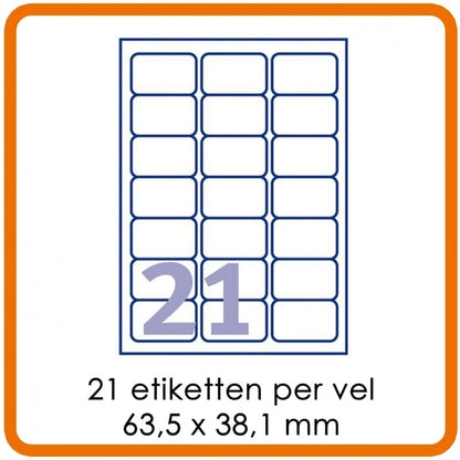 21 Het etiket per put (63,5 x 38,1 mm)