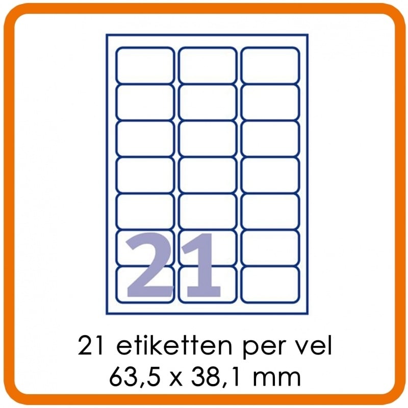 21 Het etiket per put (63,5 x 38,1 mm)