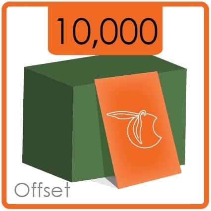 Klassieke visitekaartjes - formaat 8,5 x 5,5 cm - dubbelzijdig 4/4 kleuren - materiaal 350 g/m² mat - 10.000 stuks