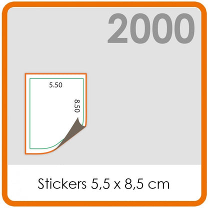Stickers op rol - Stickers 5,5 x 8,5 cm - 2000 stuks.
