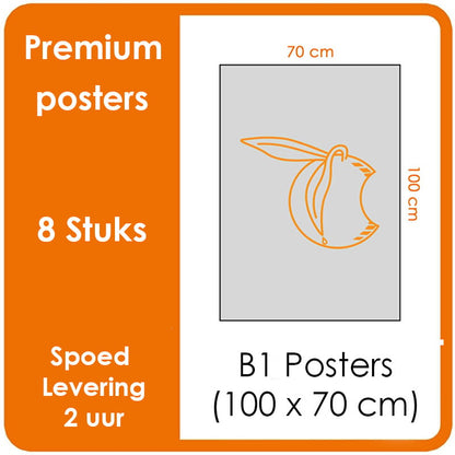 B1 Posters - Premium posters. Printformaat: 100 x 70 cm. Posterpapier: fotopapier mat 200 g/m² [8 stuks]