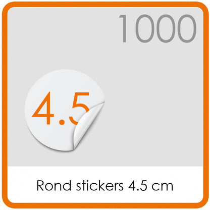 Stickers op rol - ronde stickers 4,5 cm - 1000 stuks.