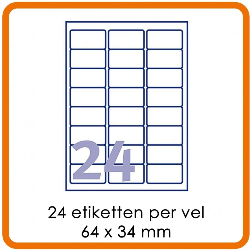 24 Het etiket per well (63,5 x 38,1 mm)