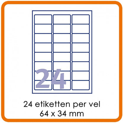24 Het etiket per well (63,5 x 38,1 mm)