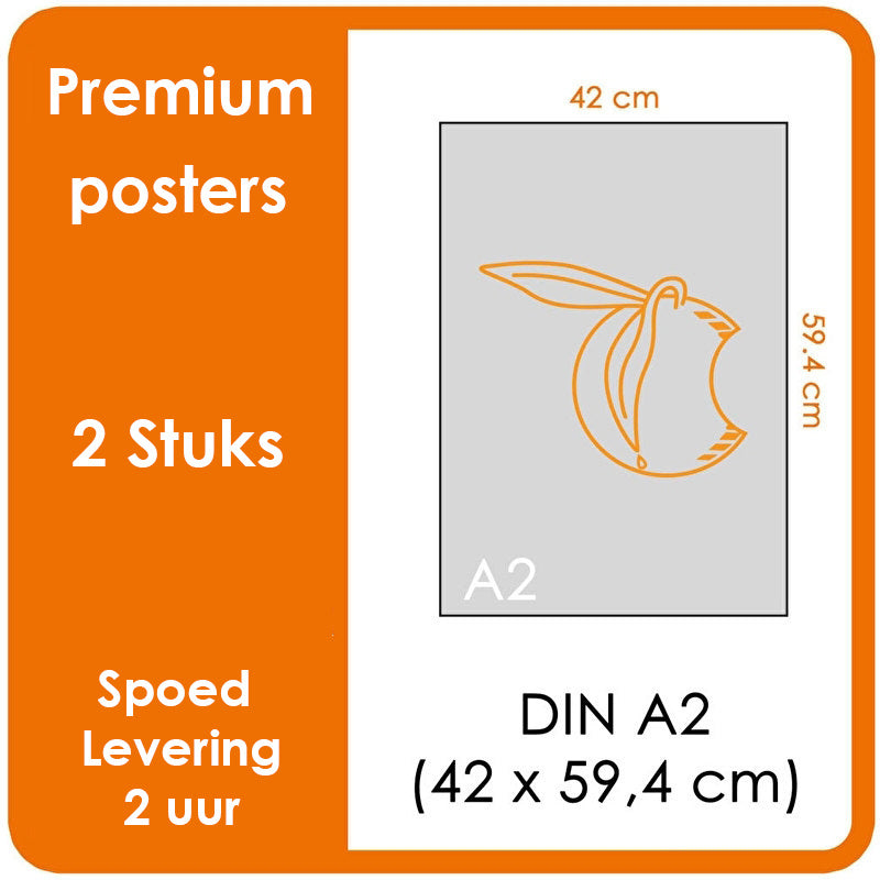 A2 Posters - Premiumposters. Afdrukformaat: 420mm x 594mm. Posterpapier: fotopapier mat 200 g/m² [2 stuks]